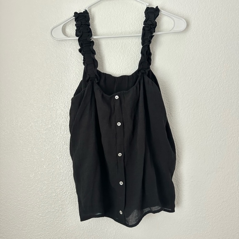 Studio B by Bobeau Women’s S Black Tank Top Sleeveless Ruffle Blouse